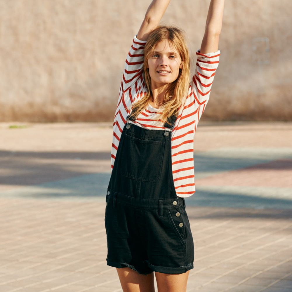 Madewell Adirondack black overall denim shorts